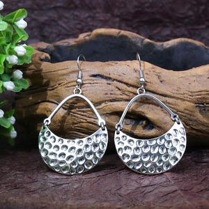 Any 2/$20! Silver Hammered Boho Drop Earrings
